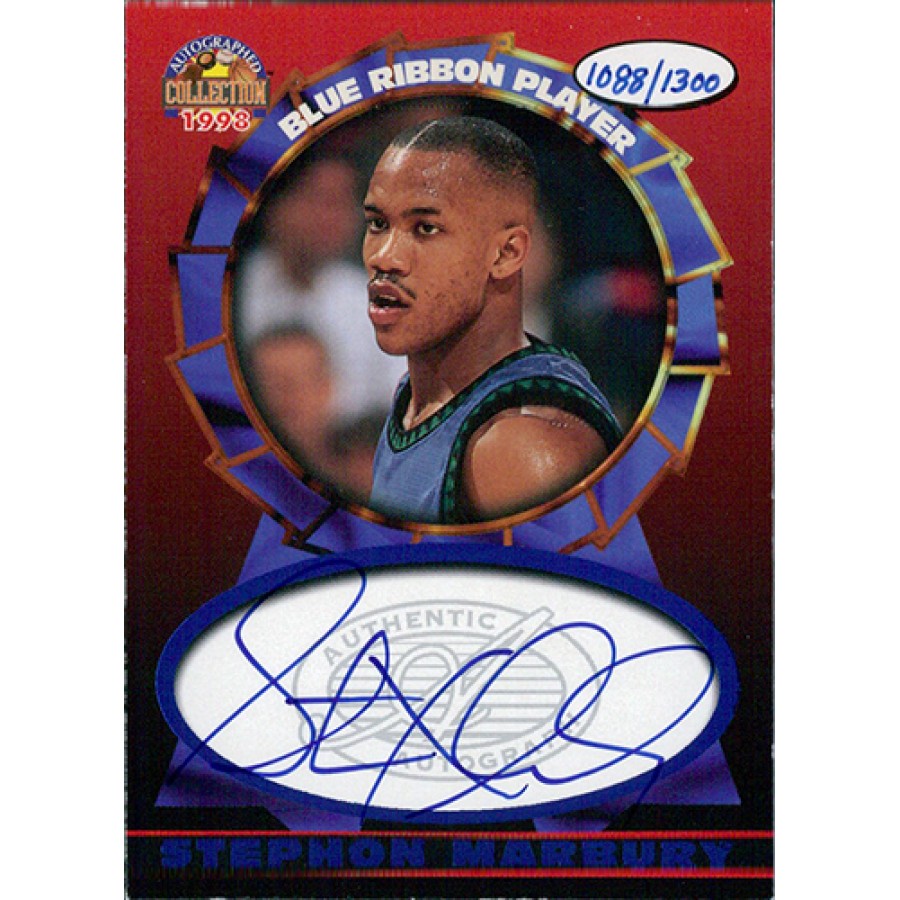 Stephon Marbury Signed 1998 Scoreboard Blue Ribbon Autograph Card
